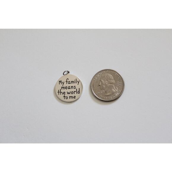 Sterling Silver Message Pendant -My Family Means the World to Me Charm - Picture 3 of 4